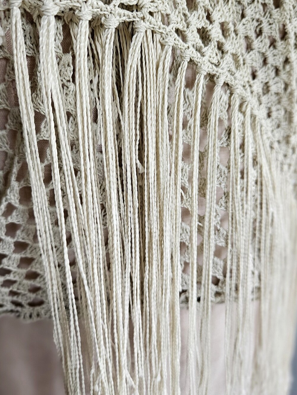 White Fringe Crochet Convertible Poncho Skirt Cover Up - Picture 6 of 8